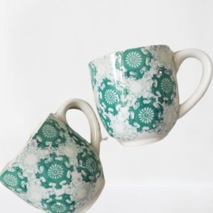 THRESHOLD Keira SET OF 2 cups. White and blue,